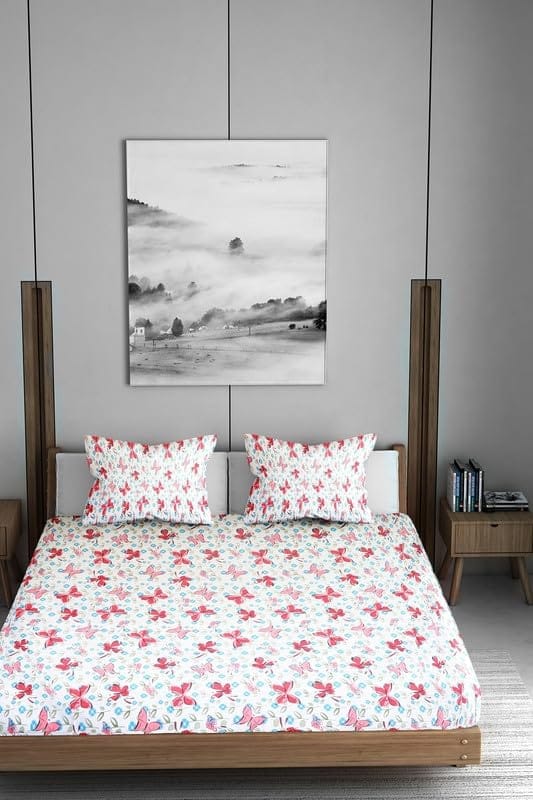 APCO Handloom Cotton Bedsheet | Single Size Bedsheet with 2 Pillow Cover | Pure Handloom Cotton Printed Bedsheets | All Season Comfort | Handmade Handloom Bedsheet 72 x 48 Inches | TC 80 | PB0003 - Sarees | Buy online on ZillyBuy