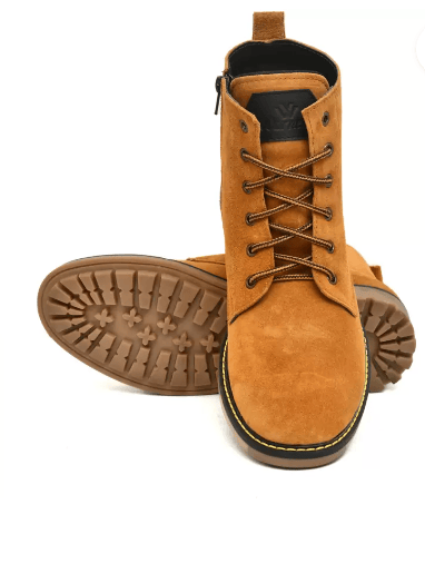 Warnex Zelt High Quality Italian Suede Leather Side Zip Casual Shoes Boots For Men (Tan , 9)