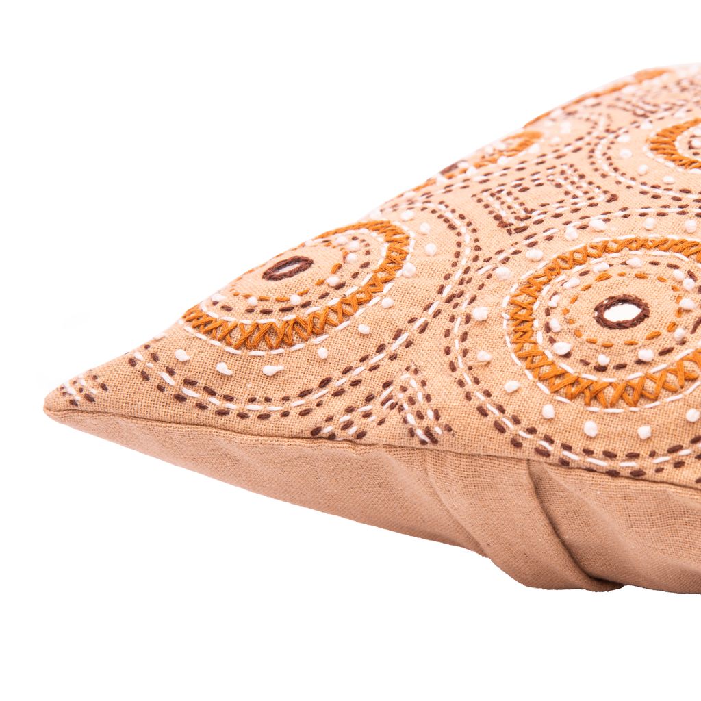 fashnita Embroidered Cushions Cover (Pack of 2, 16 cm*16 cm, Brown)