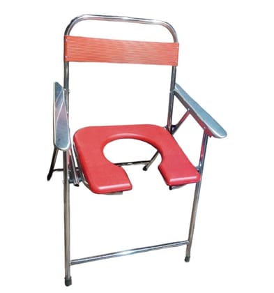 Jumbo Size Stainless Steel Toilet Chair for Healthy People Support 125kg Red | Commode Chair for Healthy people