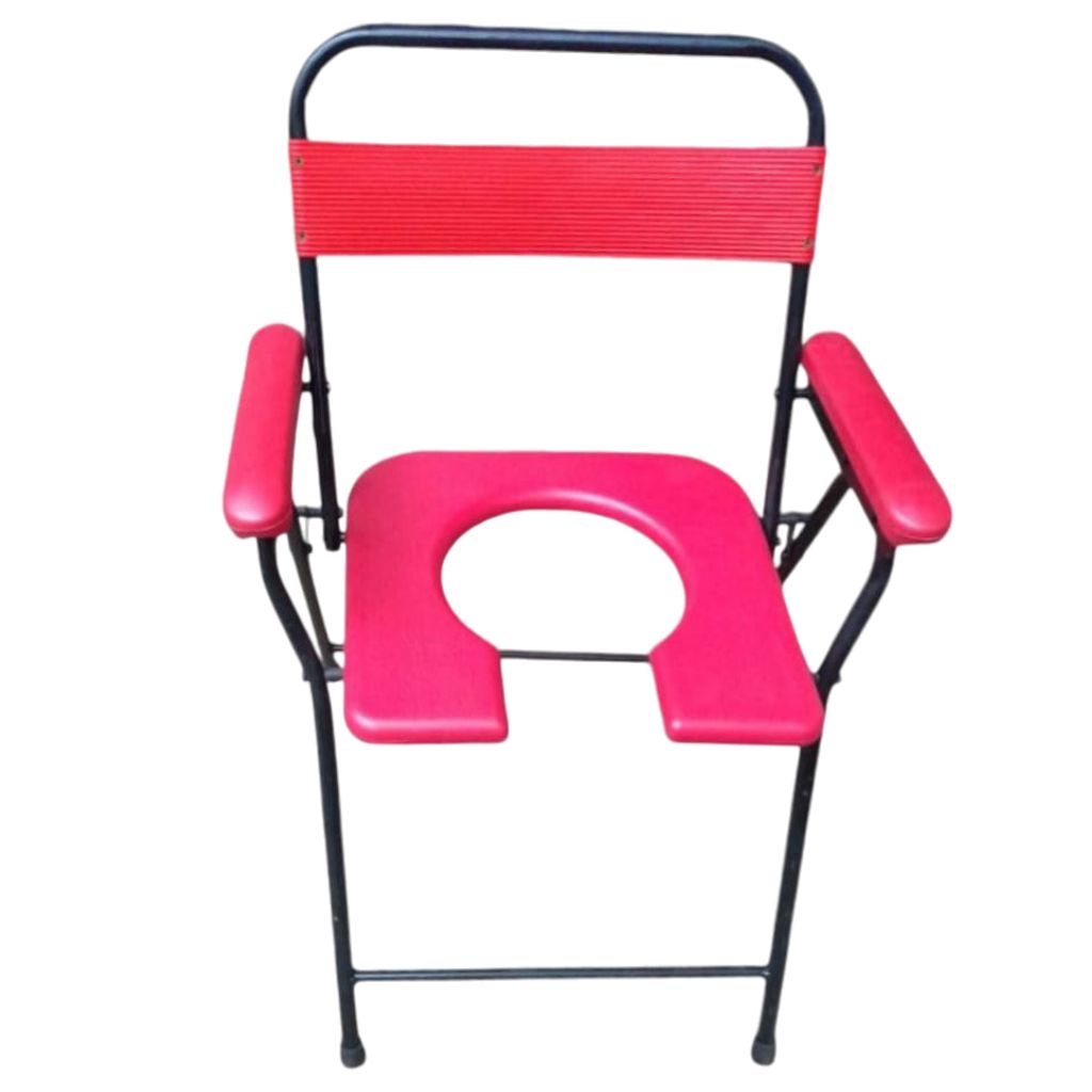 MS Adult Toilet Chair Red Portable Camping Commode chair