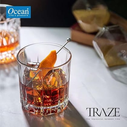 Ocean Traze Pre Double Rock, 350 ml, Whiskey Glass for Drinking Bourbon, Whisky, Scotch, Cocktails,