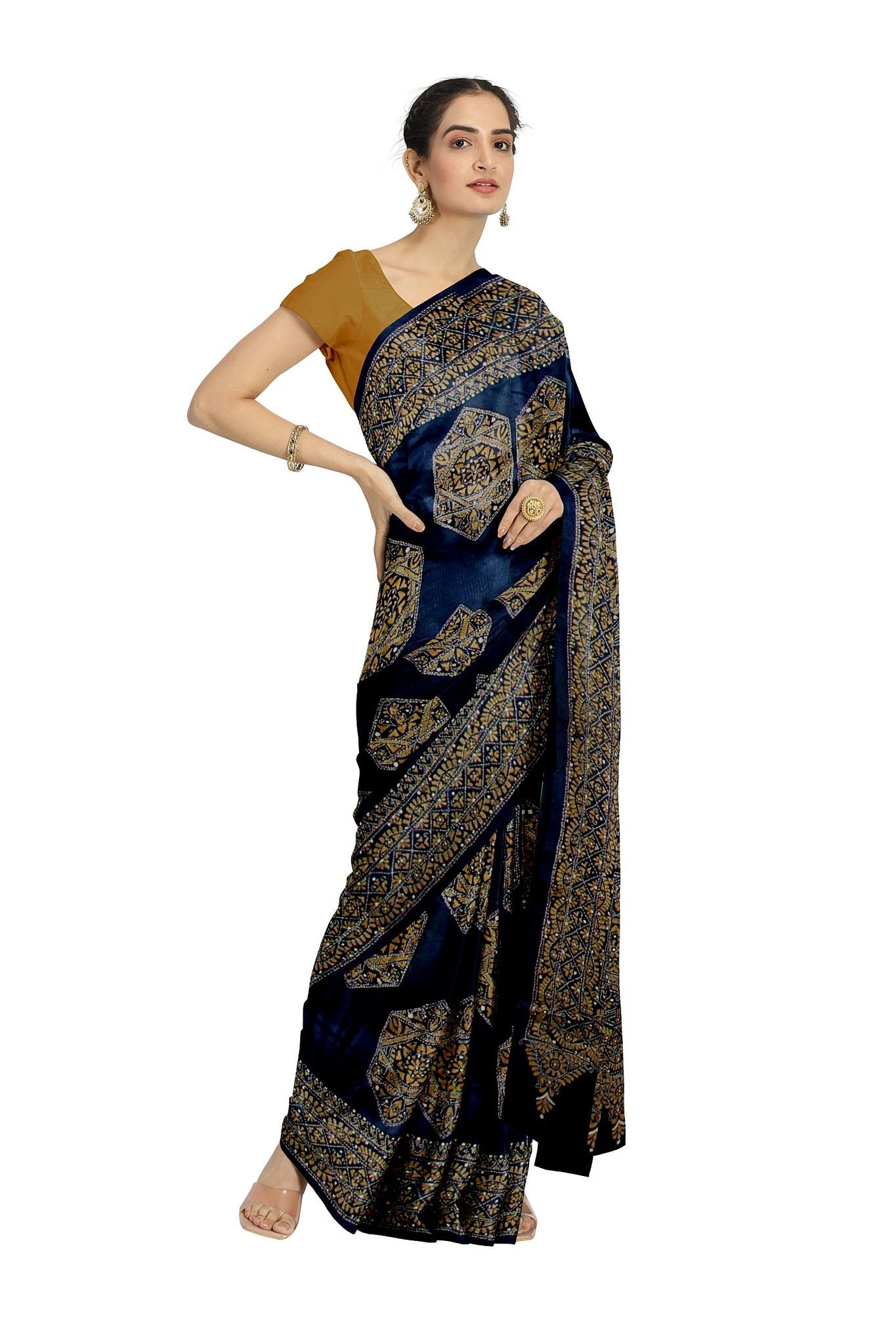 Embroidered Black Silk Saree