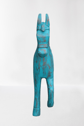 SUSHILA VAISHNAV;KB ART Distressed Hand Carved Wooden Half Horse Wall Hanging  15 Inch Turquoise Wall décor Home décor Office décor