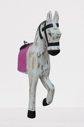 SUSHILA VAISHNAV; KB ART Distressed Hand Carved Wooden Half Horse Wall Hanging  15 Inch White Colour Wall décor Home décor office décor