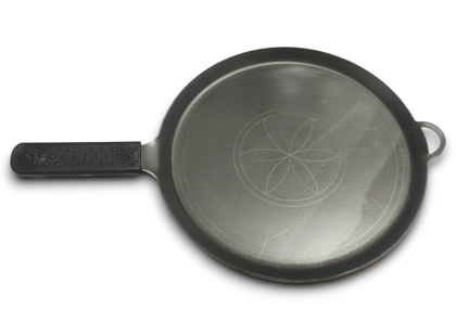 NAKSHATHRA - PURE IRON - FLAT MODEL - IRON TAWA WITH grip handle - 10 INCH, 1.5 KG - For paper roast, Dosa, roti