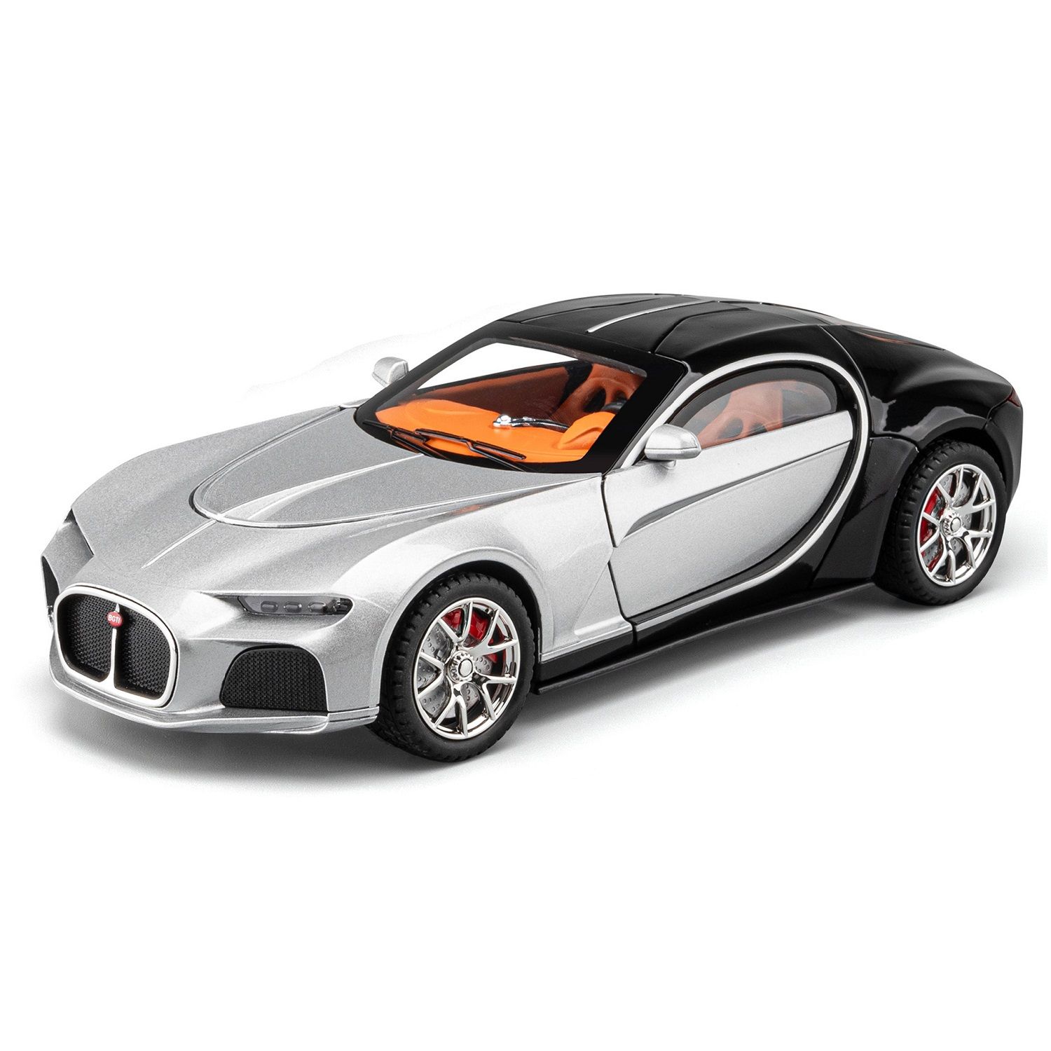 KTRS ENTERPRISE 1:24 Alloy Metal Pull Back Die-cast Car Model Car Pull Back car Super car with Openable Doors with Sound and Light Doors Light Music Toys for Kids (Bogetti Atlenc sports car)