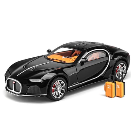 KTRS ENTERPRISE 1:24 Alloy Metal Pull Back Die-cast Car Model Car Pull Back car Super car with Openable Doors with Sound and Light Doors  Light Music Toys for Kids (Bogetti Atlenc sports car)