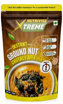 Nutrivise Xtreme Instant Mix:Groundnut chutney Mix| Instant Cook|Low GI|Rich in Protein & Fiber|250g (Pack of 1)