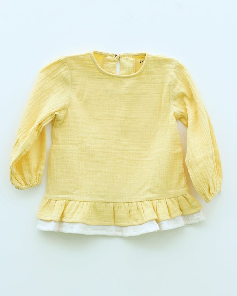 Solid Buff Blouson Top