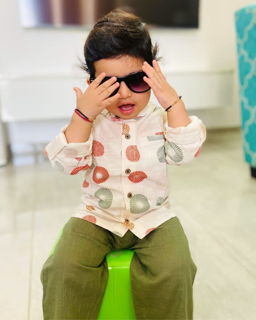 Earthy Green Smart Pants + Little Man Polka Dot Shirt