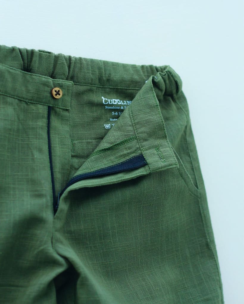 Earthy Green Smart Pants + Little Man Polka Dot Shirt
