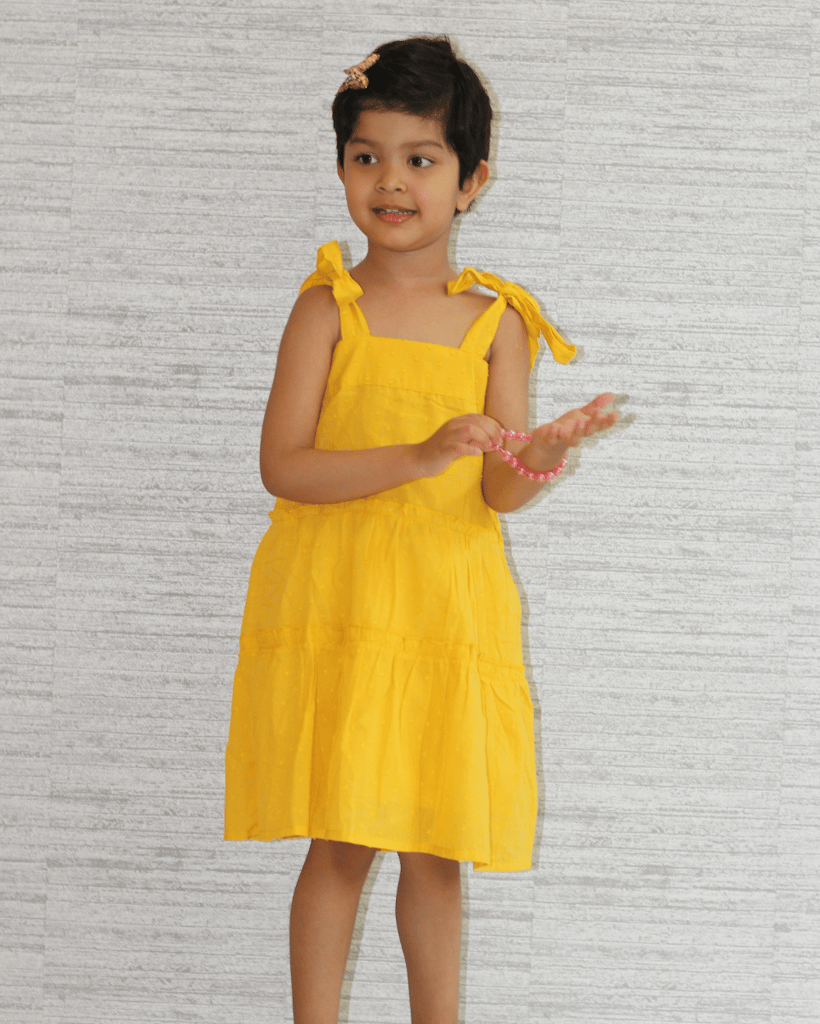 Marigold Tie-Up Tier Dress + Whimsical White Floral Dress