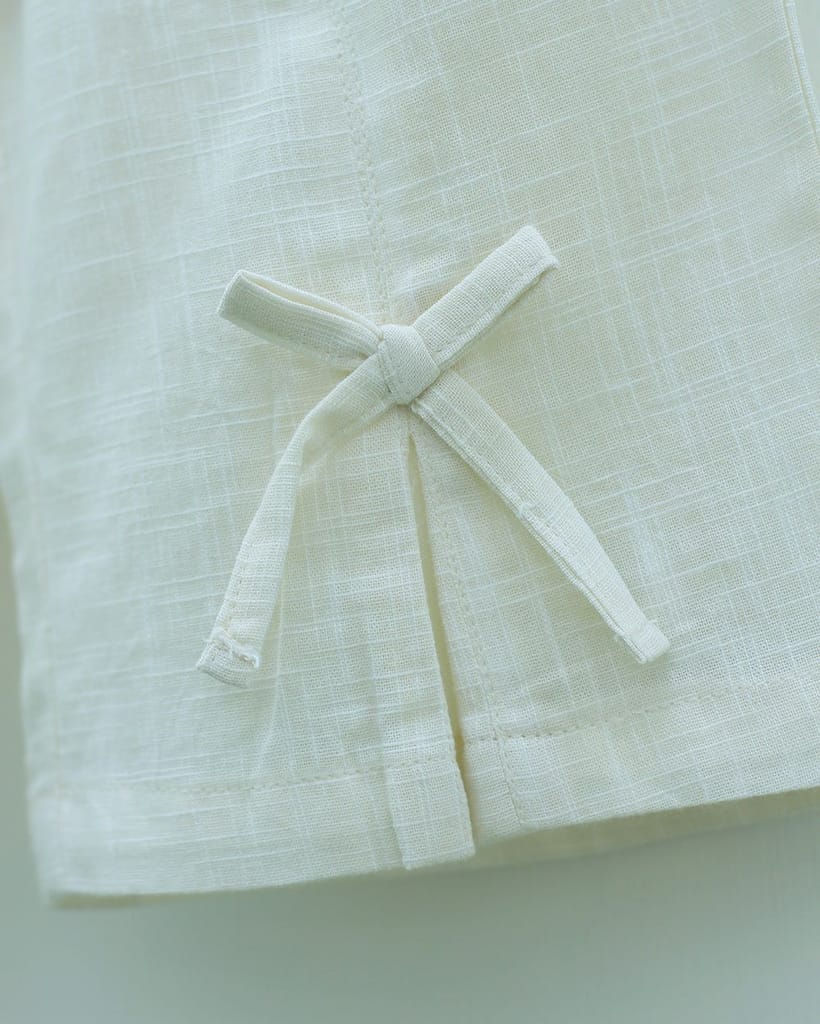 Flutter Sleeves Basil Top + Daisy White Bow Pants