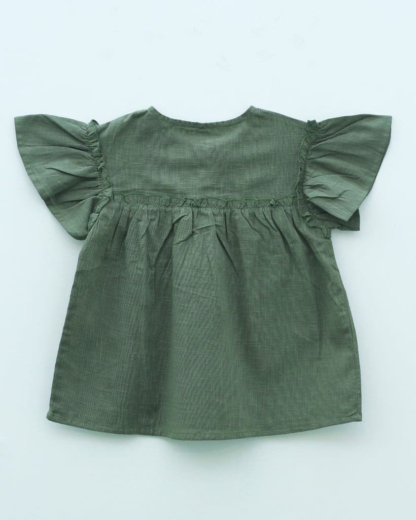 Flutter Sleeves Basil Top + Daisy White Bow Pants