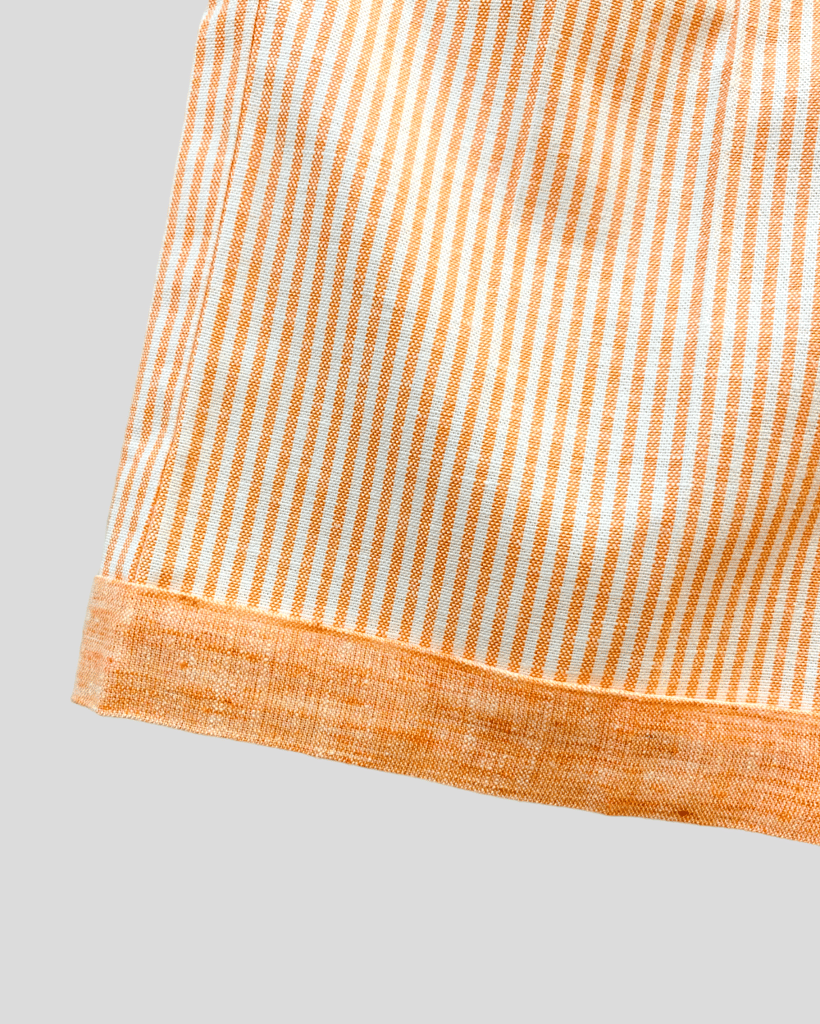 Orange Striped Pleated Shorts