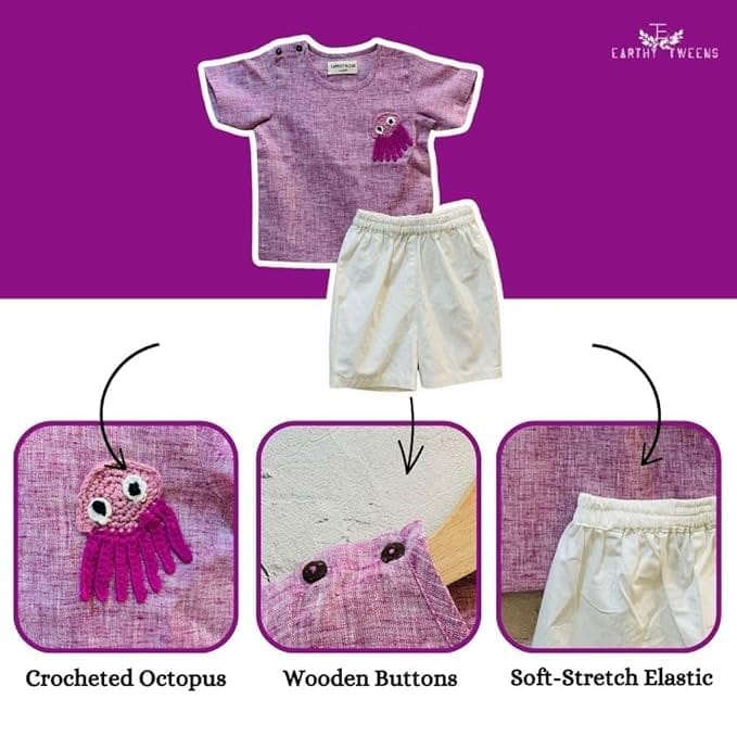 Purple Top & White Shorts Baby Set