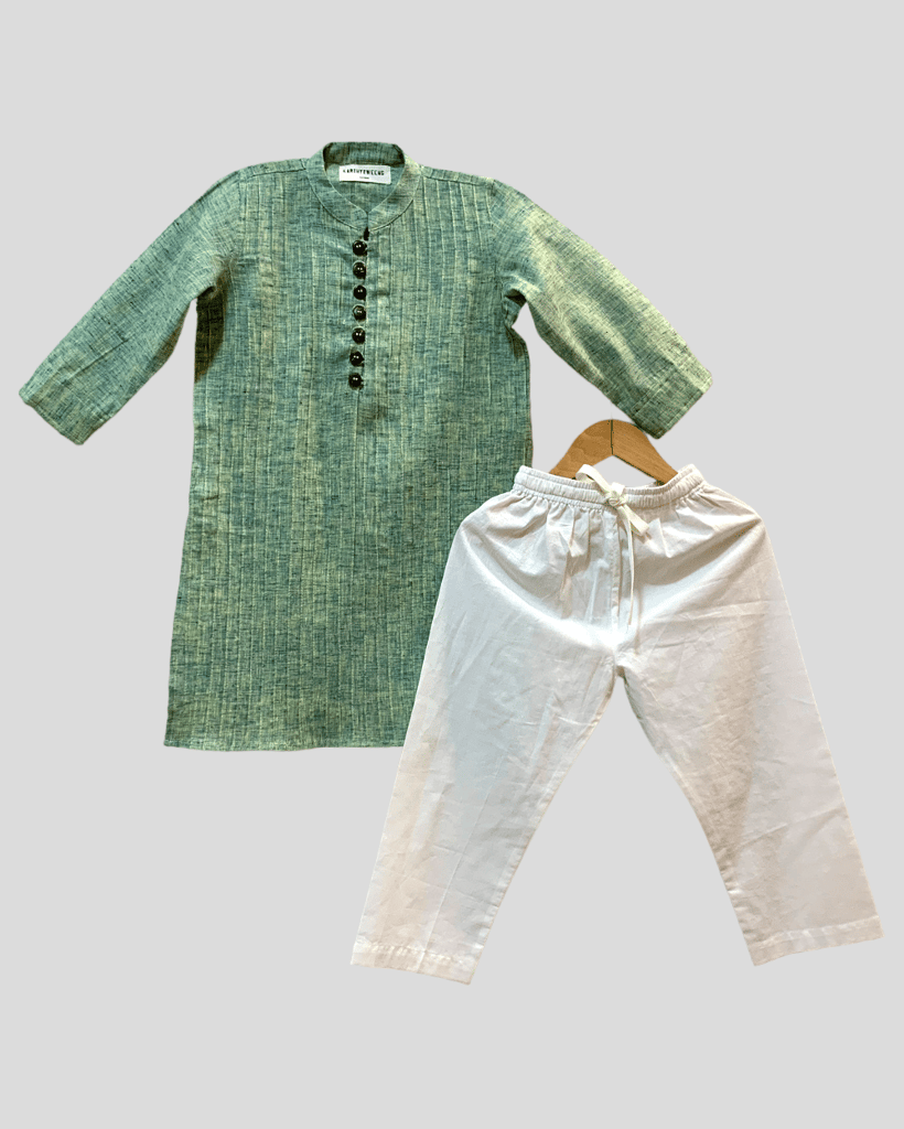 Double Tone Pintuck Kurta & White Pyjama Set