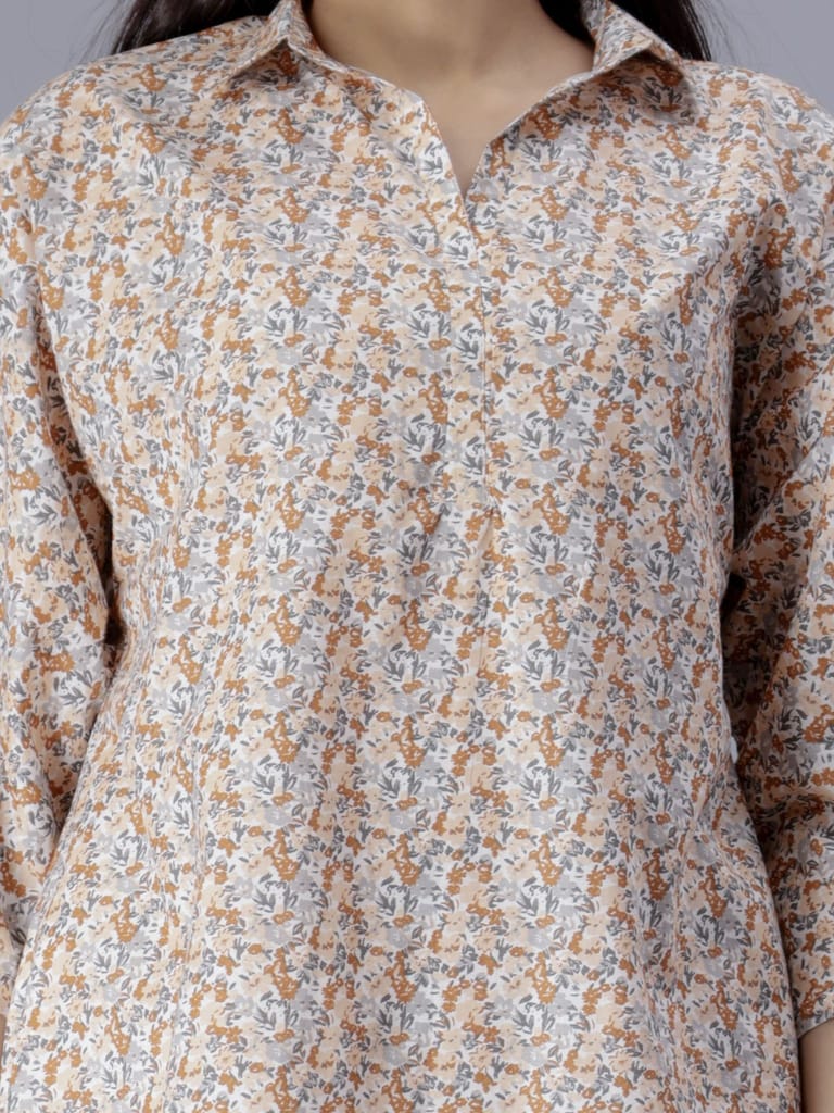 Printed Top & White Pants Co-ord set