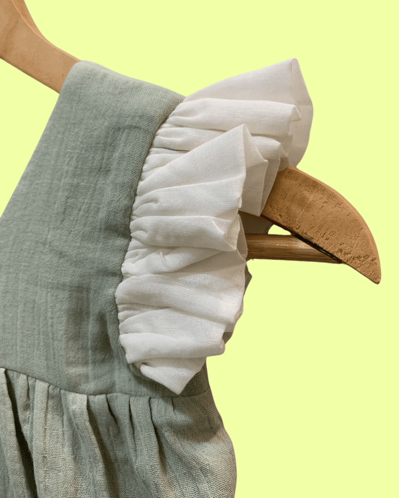 100% Cotton White Top & Yellow Shorts Baby Set & Green Frill Onesie for Baby Girls - 2 Piece Set