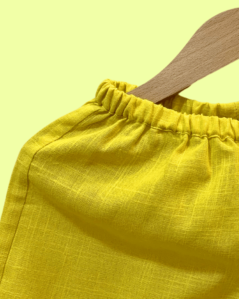 100% Cotton White Top & Yellow Shorts Baby Set & Green Frill Onesie for Baby Girls - 2 Piece Set