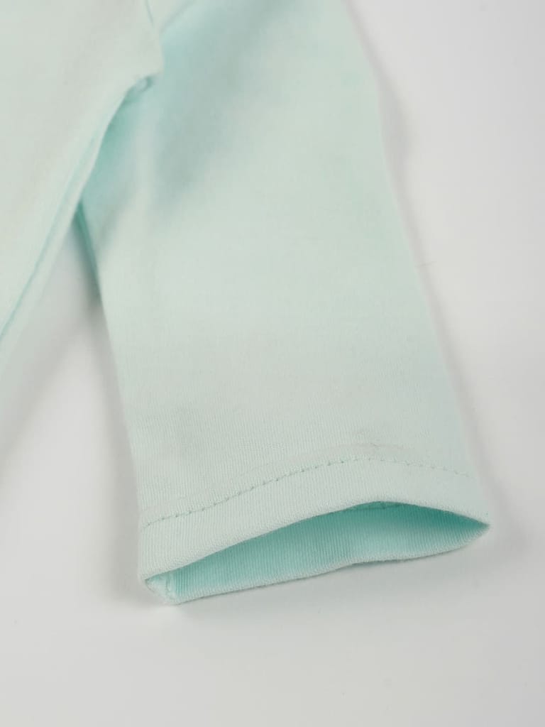 Pastel Green Cotton Jersey Envelope Neckline Onesie