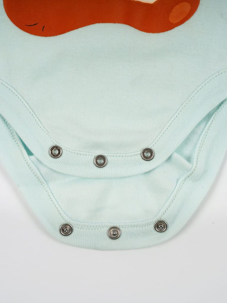 Pastel Green Cotton Jersey Envelope Neckline Onesie