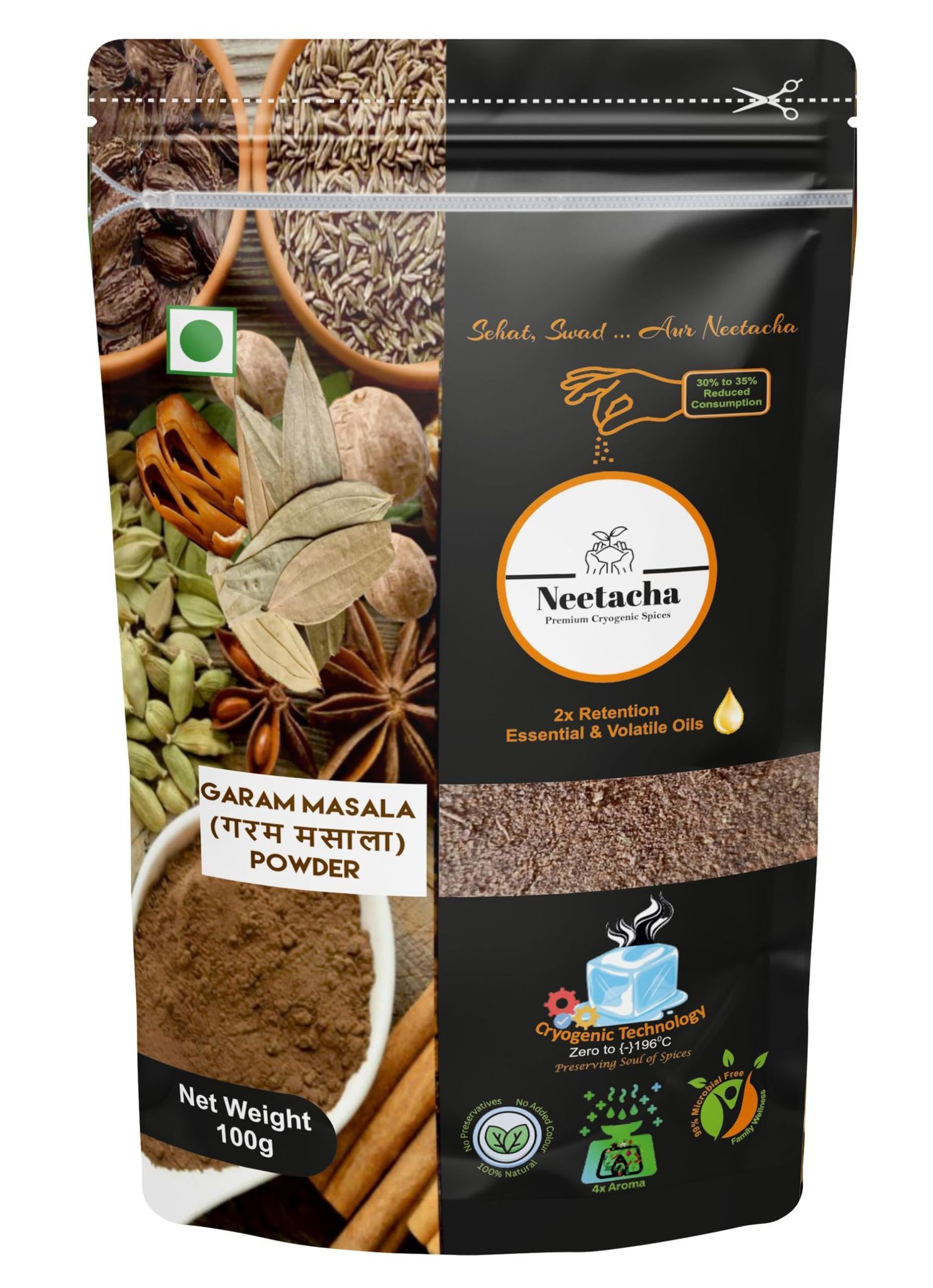 NEETACHA ENTERPRISES LLP Premium Cryogenic Garam Masala I 100g I Natural, Free from Preservatives and Additives | Enhances flavour, taste, and aroma to everyday cooking