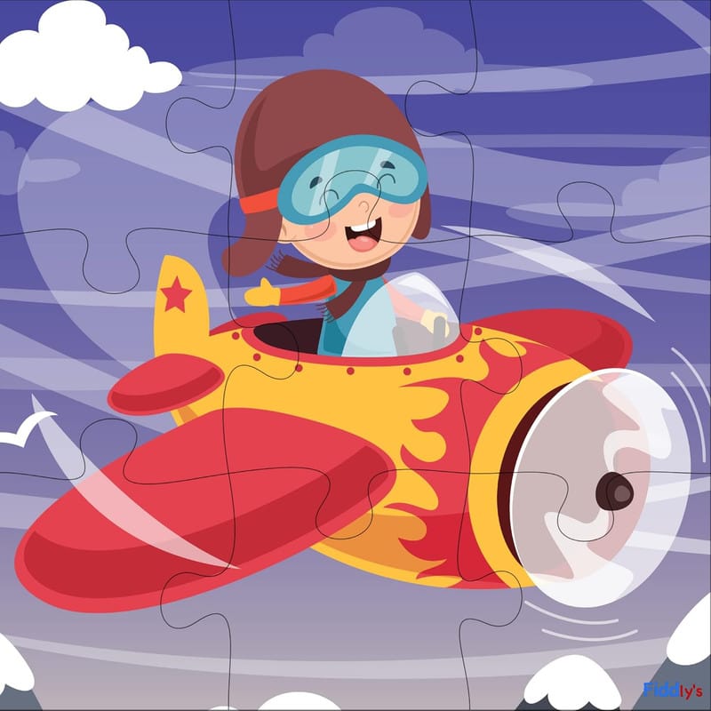 Fiddlys Kid's Wooden Jigsaw Puzzle Games for Children & Kids Paperless Puzzle - 9 Pieces (Pack of 4 Travel) Age 3+