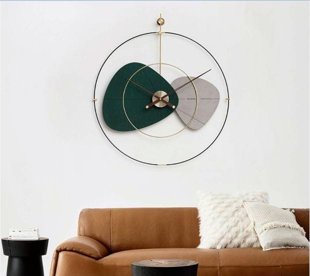 Modern big metal wall clocks simple home decoration |Green gray