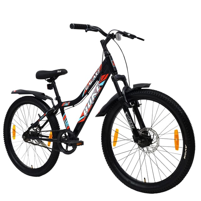 AVON Buke Galaxy 24T Unisex Bike Durable Frame Disc Brakes Stylish Design 24 T Hybrid Cycle City Bike Single Speed Black