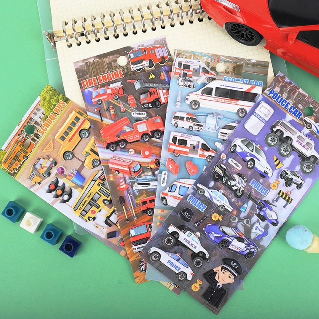 KTRS Enterprise Transportation Engineering Vehicle Car Stereo 3D Bubble Sticker Kindergarten Boy Reward Sticker (Pack of 4) - Stationery | Buy online on ZillyBuy