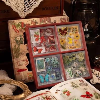 KTRS Enterprise Rivers Man Song Hand Account Sticker ins Style Retro Plant Hand Account Material Collage Hand Account Book Decoration Sticker