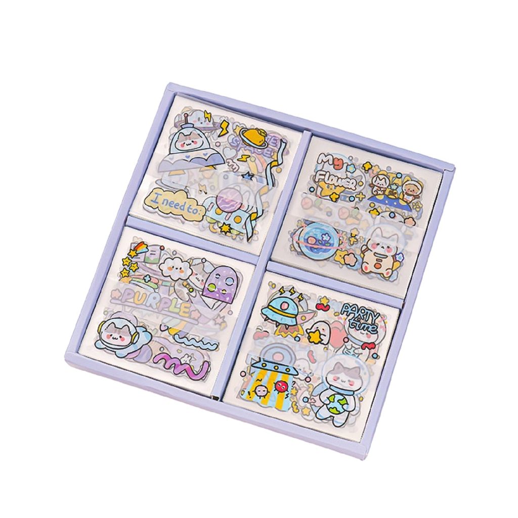 KTRS Enterprise Stickers Kit, 100 Sheets Cute Stickers Cartoon Flower Sticker PET Transparent Decorative Sticker Cartoon Floral Butterfly Sticker Decals for Scrapbooking - Stationery | Buy online on ZillyBuy
