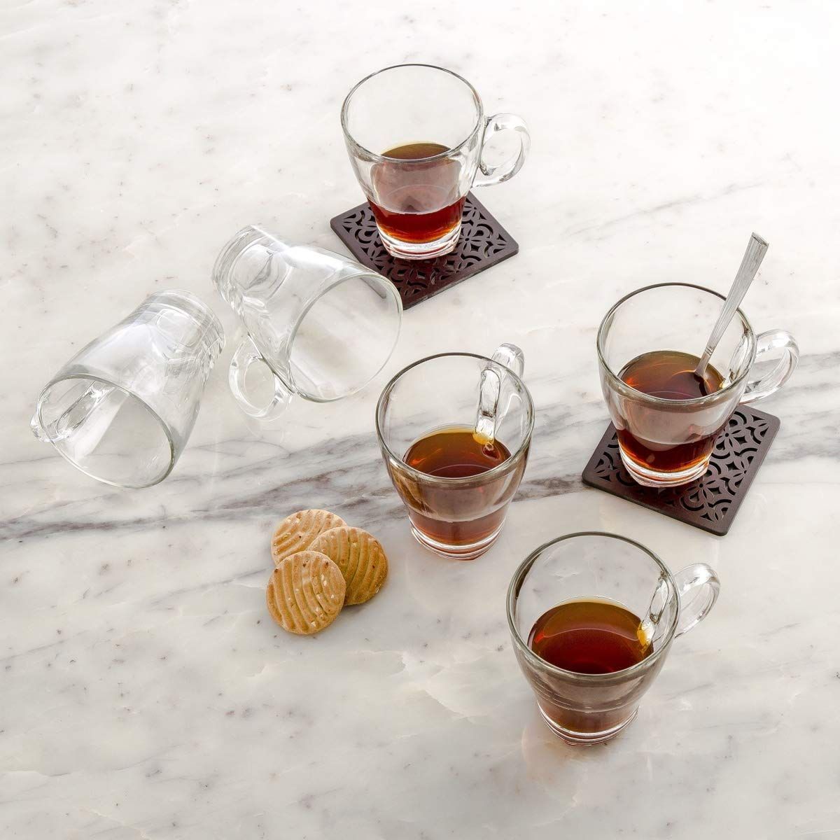 Ocean 6-Piece Glass Caffe Americano Mug Set - 335 ml, Transparent