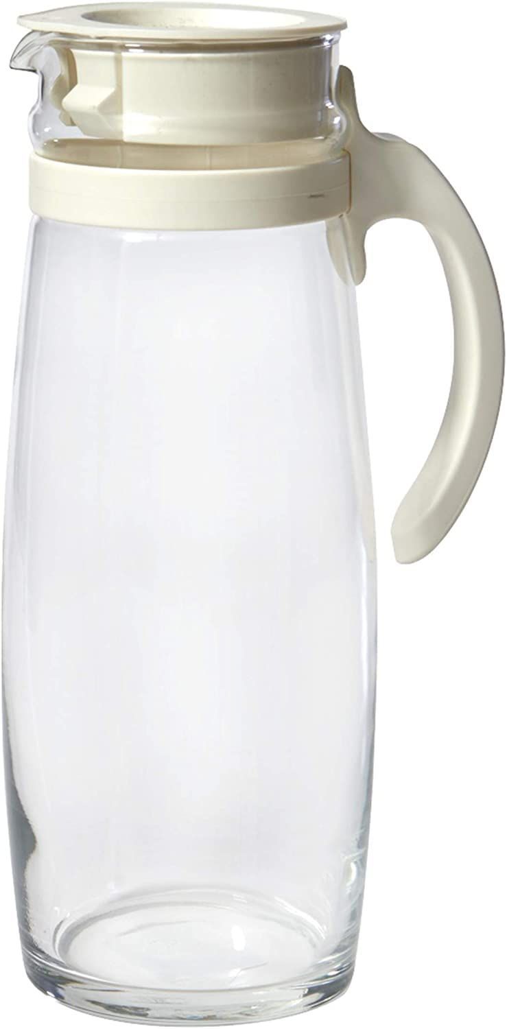 Ocean Divano Glass Pitcher with White Lid, 1.66 ml, Transparent