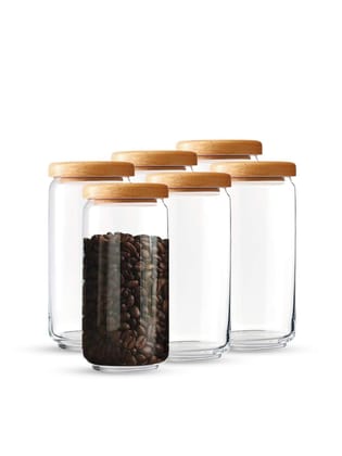 Ocean Pop Jar (wooden lid) 1000ML,Set of 6