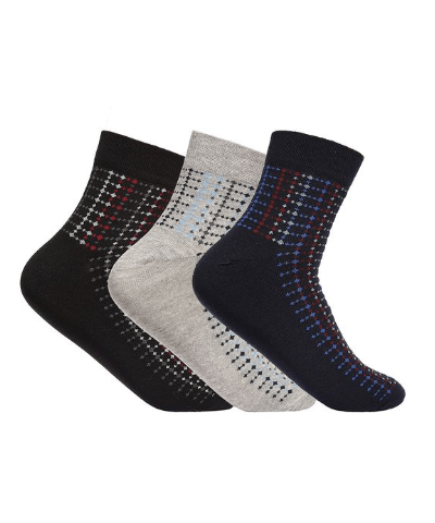 Men's All-Over Combed Cotton Ankle-Length Socks – Pack of 3 Pairs