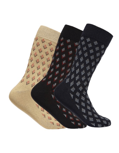 Men's All-Over Combed Cotton Crew-Length Socks – Pack of 3 Pairs