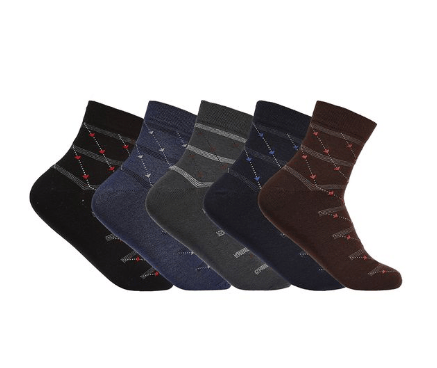 Men's All-Over Combed Cotton Ankle-Length Socks – Pack of 5 Pairs