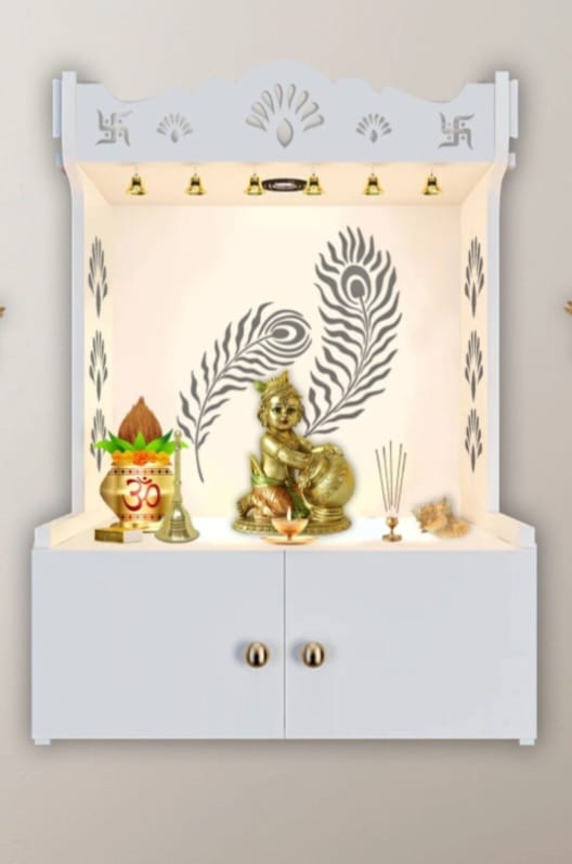 Wooden Temple for Home | Wall Hanging Temple Mandir | Home Temple with Peacock Design