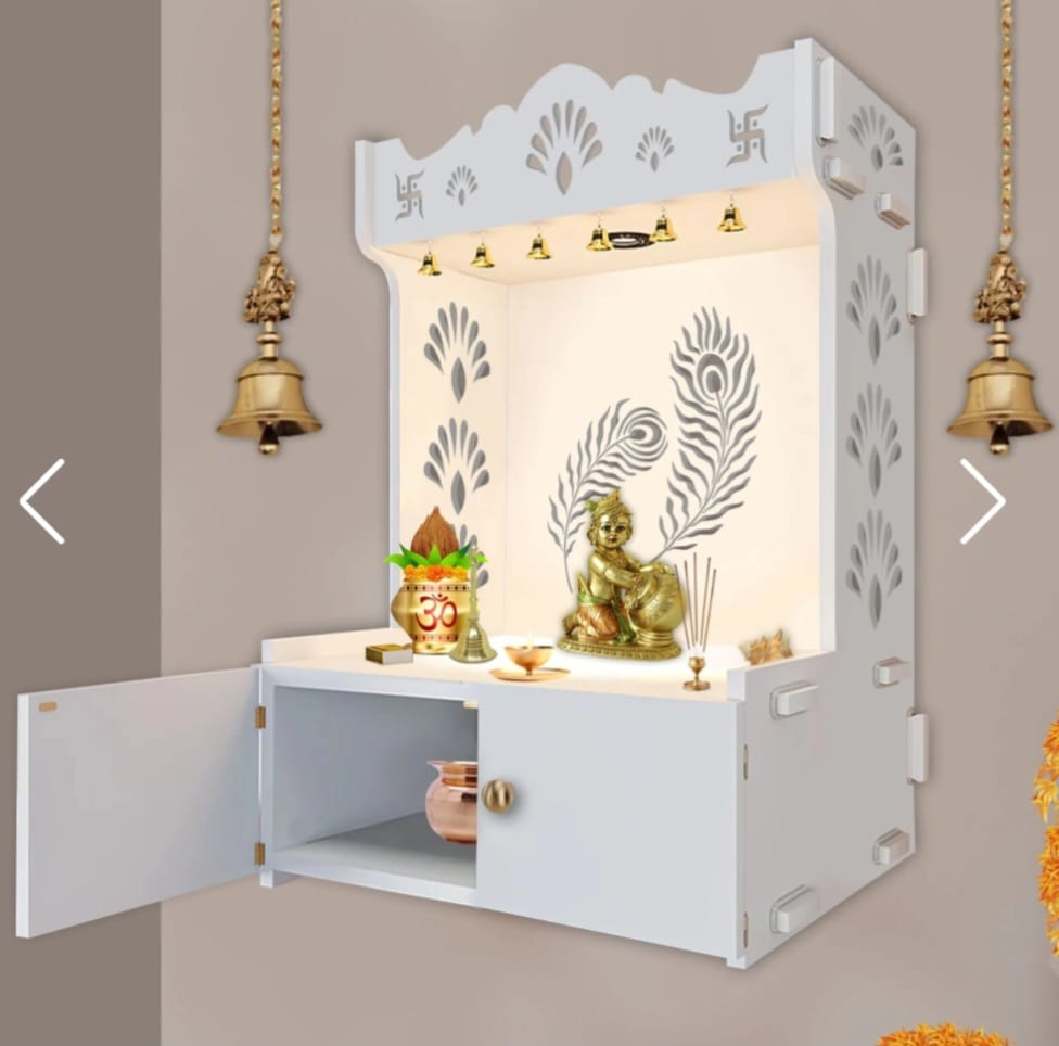 Wooden Temple for Home | Wall Hanging Temple Mandir | Home Temple with Peacock Design