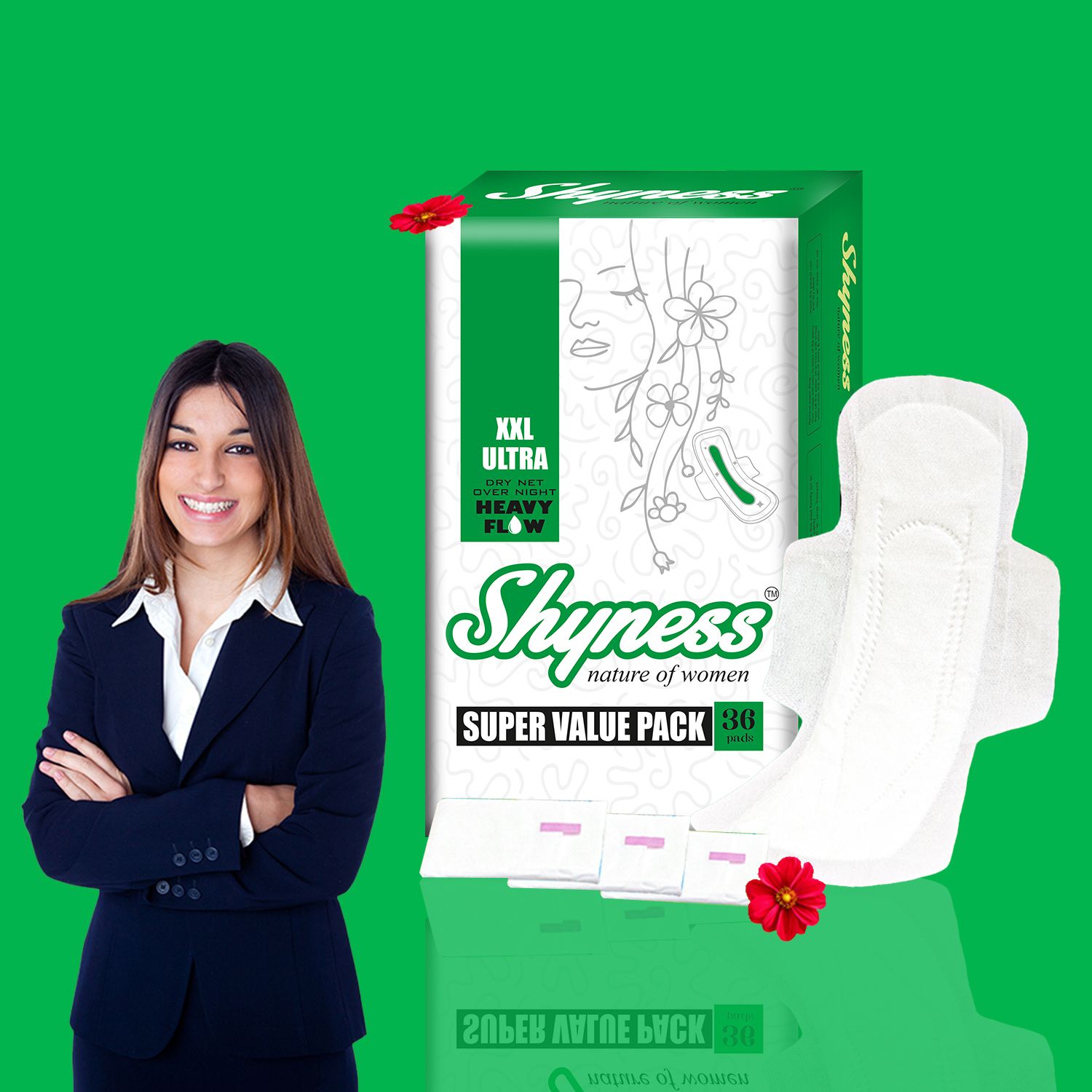 Shyness's Ultra XXL Heavy Flow Overnight Protection Pads for Ultimate Comfort & Leak Prevention - 36- Pads Combo Pack