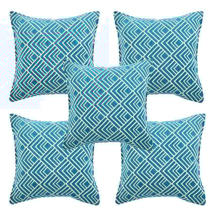 Chenille Velvet 5 Piece Cushion Cover Set for Sofa Living Room Plus Pillow case for Home & Office, Size 40 x 40 cm, Sky Blue