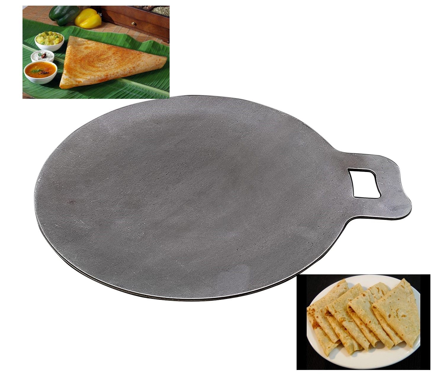 NAKSHATHRA - PURE IRON TAWA FOR DOSA, ROTI - 12 INCH, CONCAVE DESIGN