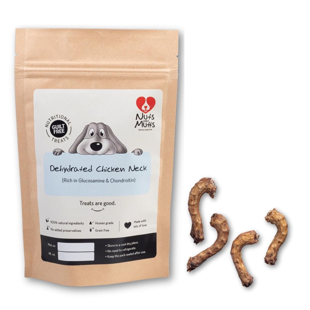 Nuts over Mutts Chicken Neck Dehydrated. Single Ingredient dehydrated Treat. All-Natural, no preservatives, no Chemicals. 1 Pack (140 gm)