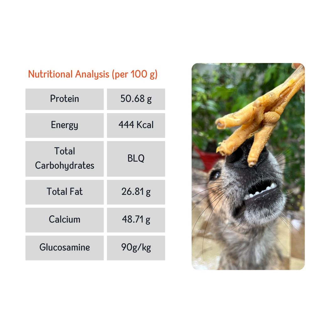 Nuts over Mutts Dehydrated Chicken Feet. Single Ingredient Natural Treat. for Dental Hygiene and Joint Health. No preservatives, no Chemicals. 1 Pack (10 feet)