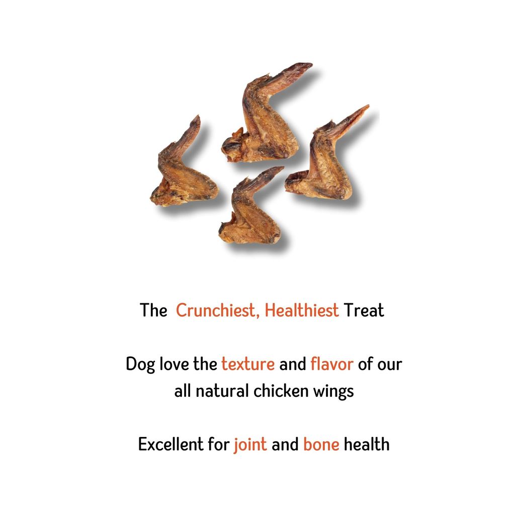 Nuts over Mutts Chicken Wings Dehydrated. Single ingredient dehydrated treat for dogs. All-natural, no preservatives, no chemicals. 1 pack (5 chicken wings)