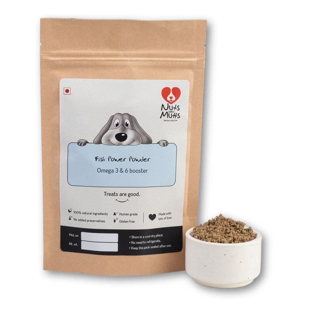 Nuts Over Mutts Fish Powder. Rich in Omega 3 and 6. Food Topper for Dogs. for Shiny Skin and Coat. 1 Pack (100 gm)