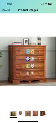 SAHIRAM CHOUDHARY;  Solid Sheesham Wood Handcrafted Chest of Drawers with 4 Drawers Sideboard Cabinet Storage || Kitchen Cabinet || Bedroom Furniture, Durable Handcrafted Sideboard